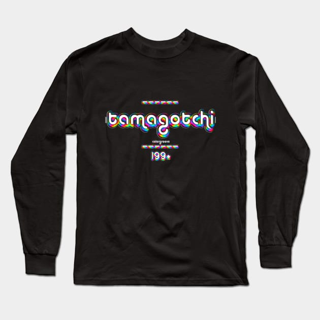 Tamagochi 1990 ColorGroove Retro-Rainbow-Tube nostalgia (wf) Long Sleeve T-Shirt by Blackout Design